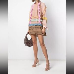 Cynthia Rowley Pastel Ruffle Mini Dress in Pink, Tan, Blue, Yellow